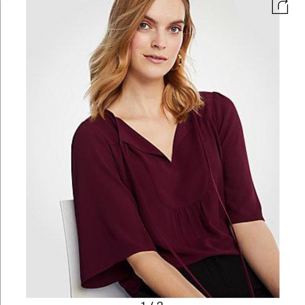 NWT Ann Taylor TIE NECK POPOVER size S